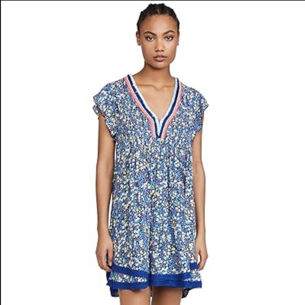 Poupette St. Barth Sasha Floral Fringe Mini Dress XS